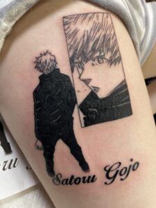 SATORU GOJO tattoo アニメキャラ おすすめ おすすめ彫り師 おすすめ彫師 タトゥー ブラックアンドグレイ 上手い 人気 入れ墨 刺青 彫師